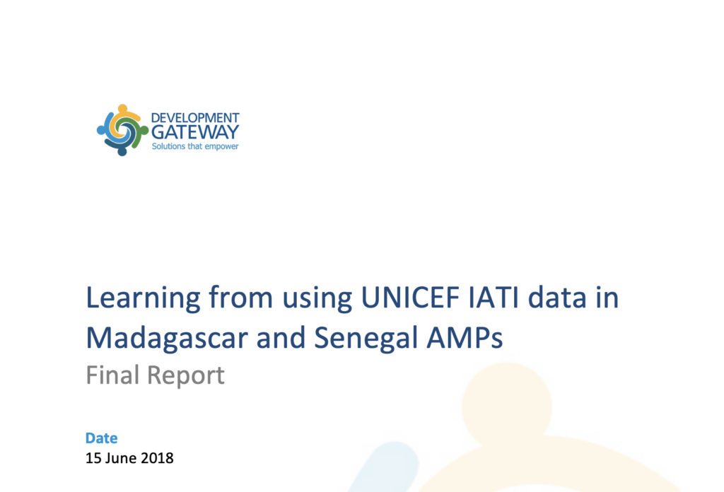 Learning from using UNICEF IATI data in Madagascar and Senegal AMPs