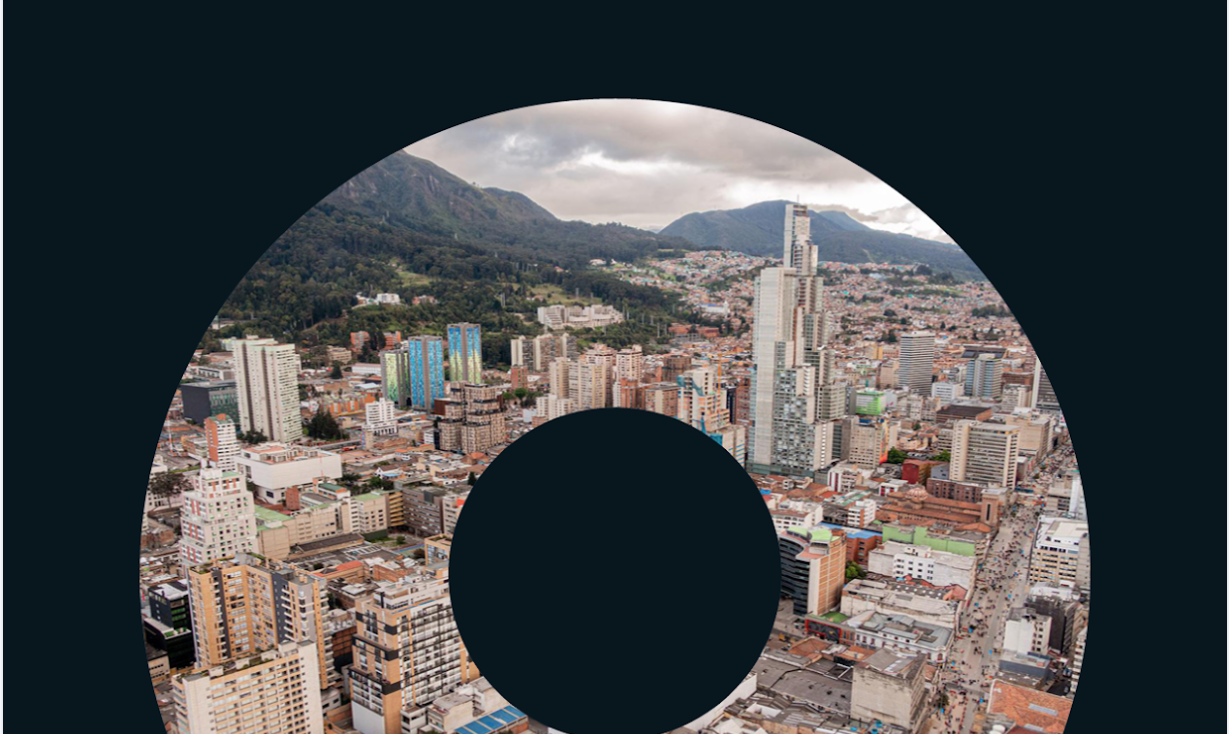 An aerial view of Bogotá, Colombia on the cover of the Data Value Project’s white paper. Photo credit- Bergslay:Pixabay.