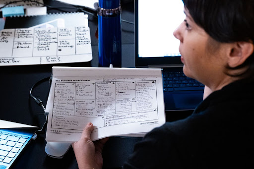 A participant at a hackathon event.