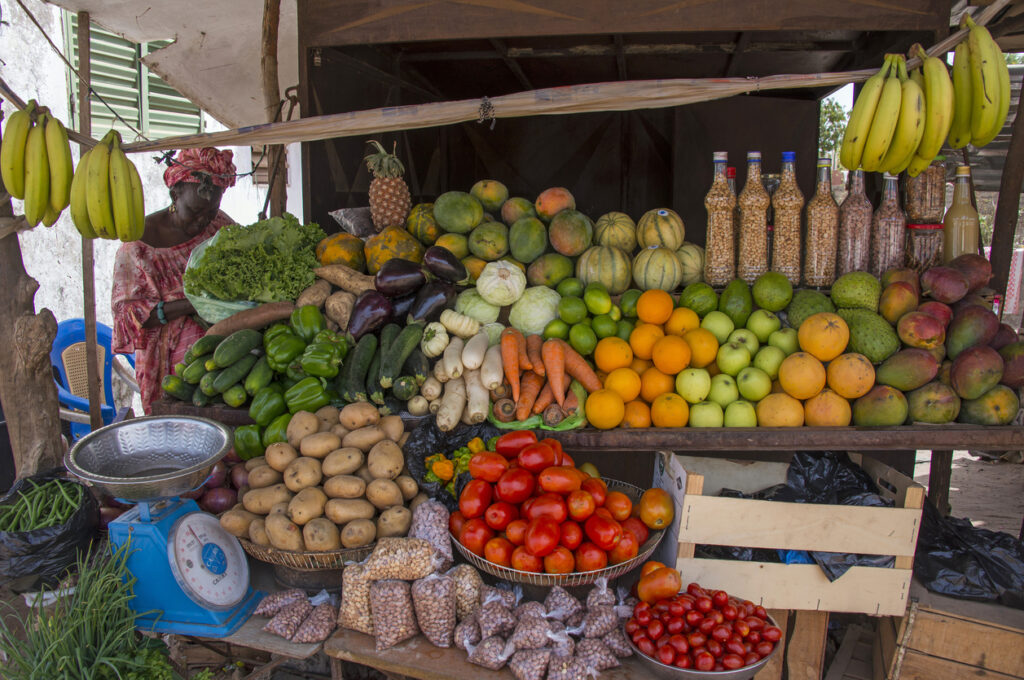 Fruit and vegetable stall in Senegal